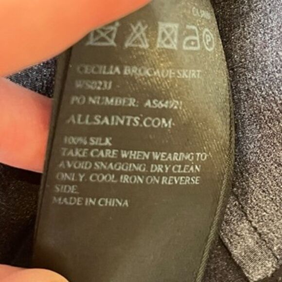 All Saints Wrap Skirt Asymmetrical Black Silk Size 4 Avant Garde Artsy - Picture 5 of 6